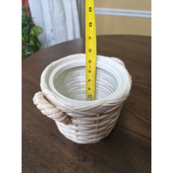 Fitz & Floyd Basket Weave Cookie Jar / Canister - Apple Plums Pear Grape 10 X 8 - Picture 10 of 16